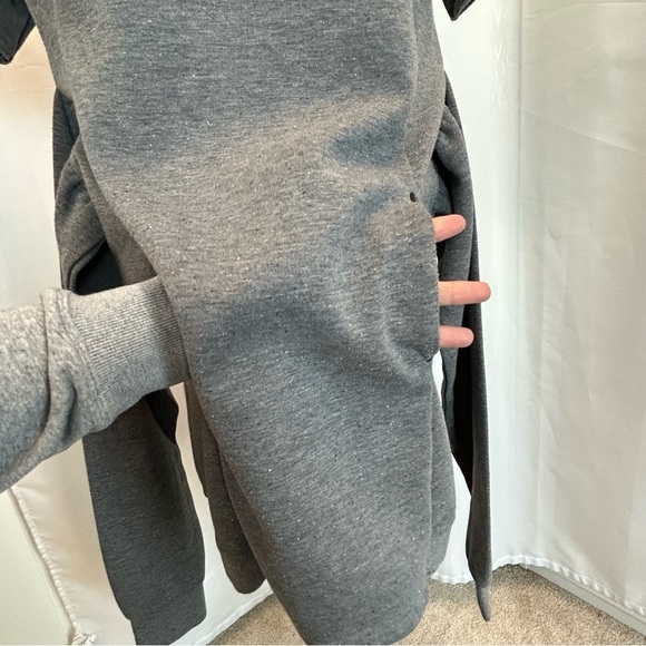 TRIPLE Five Soul heather gray tie front sweatshirt sweater dress Sz L - Picture 6 of 14